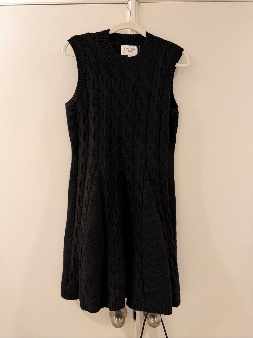 Hyacinth House, Black Cable Knit Sleeveless Dress